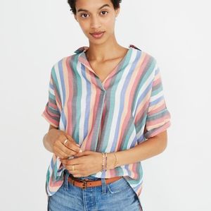Madewell Courier Festival Striped Button Back Top
